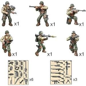 6pcs Mini WWII Figures w/ Weapons LOOK AT DESCRIPTION
